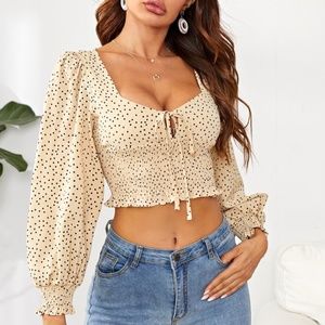 Polka Dot Crop Top Blouse